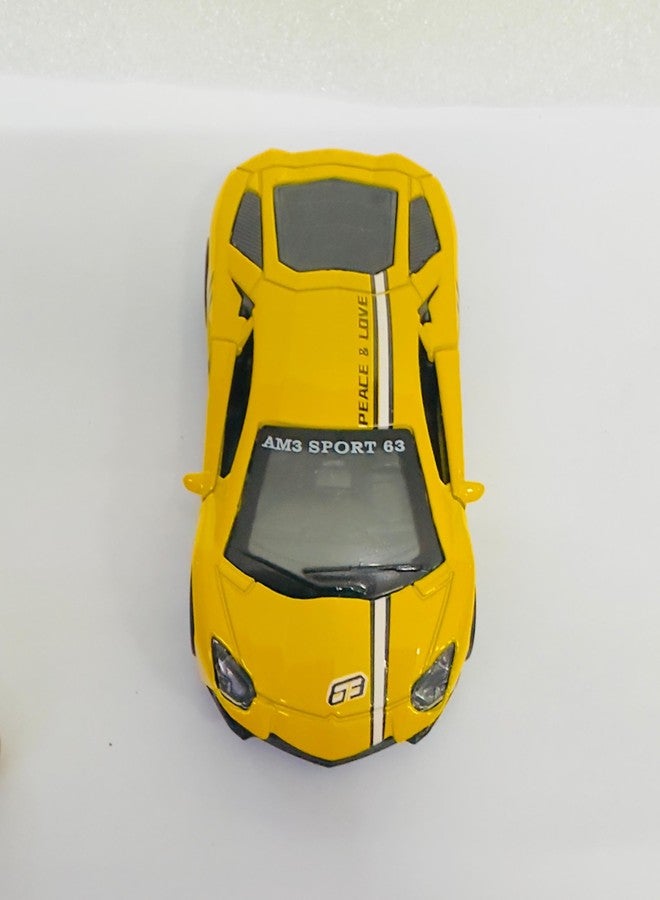 AUTO MT سيارة صغيرة صفراء واحدة، نموذج سيارة دريفت، مع قاعدة لاصقة، مصنوعة من سبيكة معدنية، مزينة بحرف أولي، لتزيين لوحة القيادة، سيارة رياضية صغيرة لتزيين السيارة - Image 4